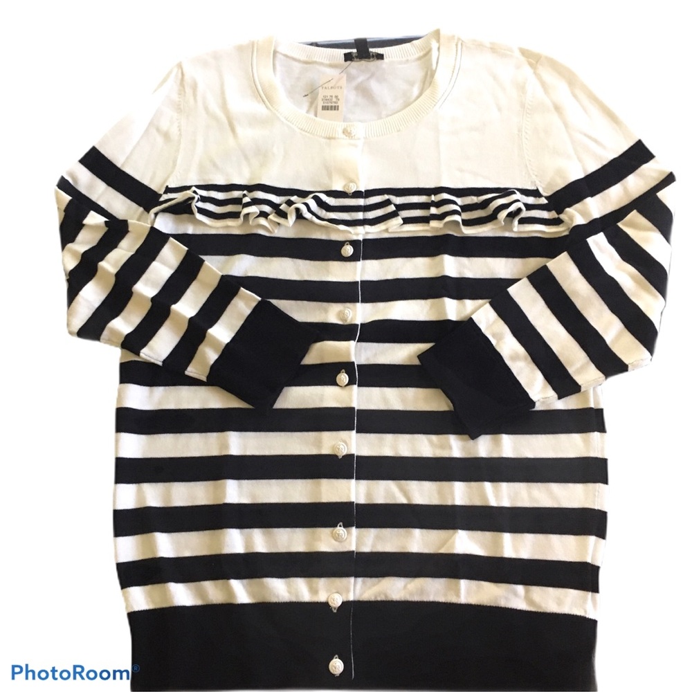 Talbots Round Neck Printed Cardigan